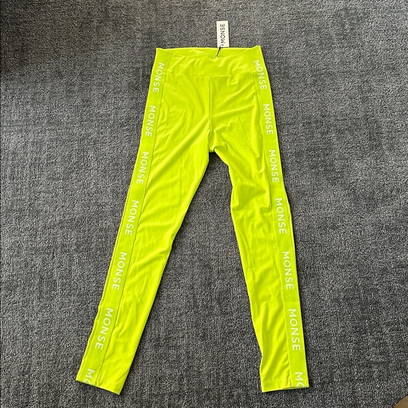 MONSE Logo Tape Leggings - Lime NWT Size Medium - Picture 1 of 5
